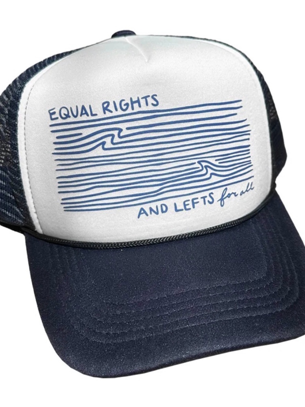 Uplifters Equal Rights & Lefts Trucker Hat Black White NWT